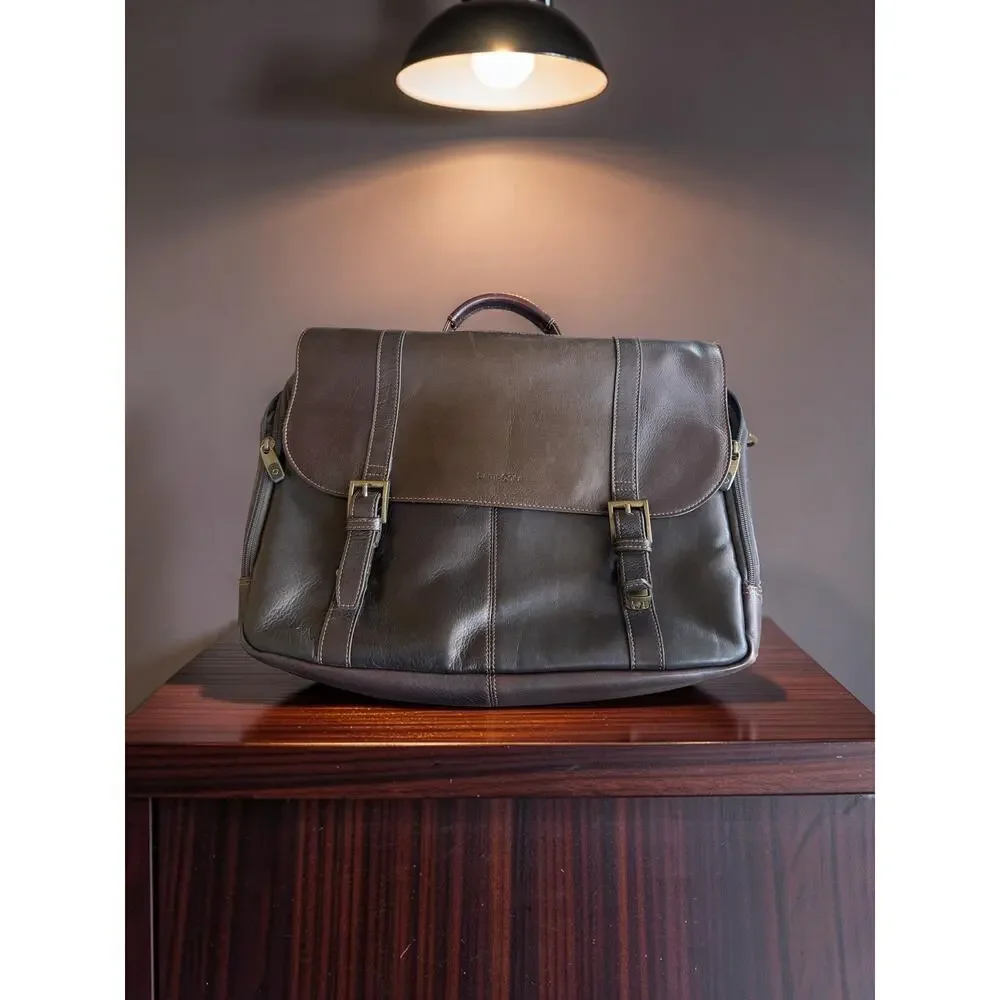 Samsonite Colombian Leather Messenger Laptop Bag Brown Briefcase Shoulder Bag